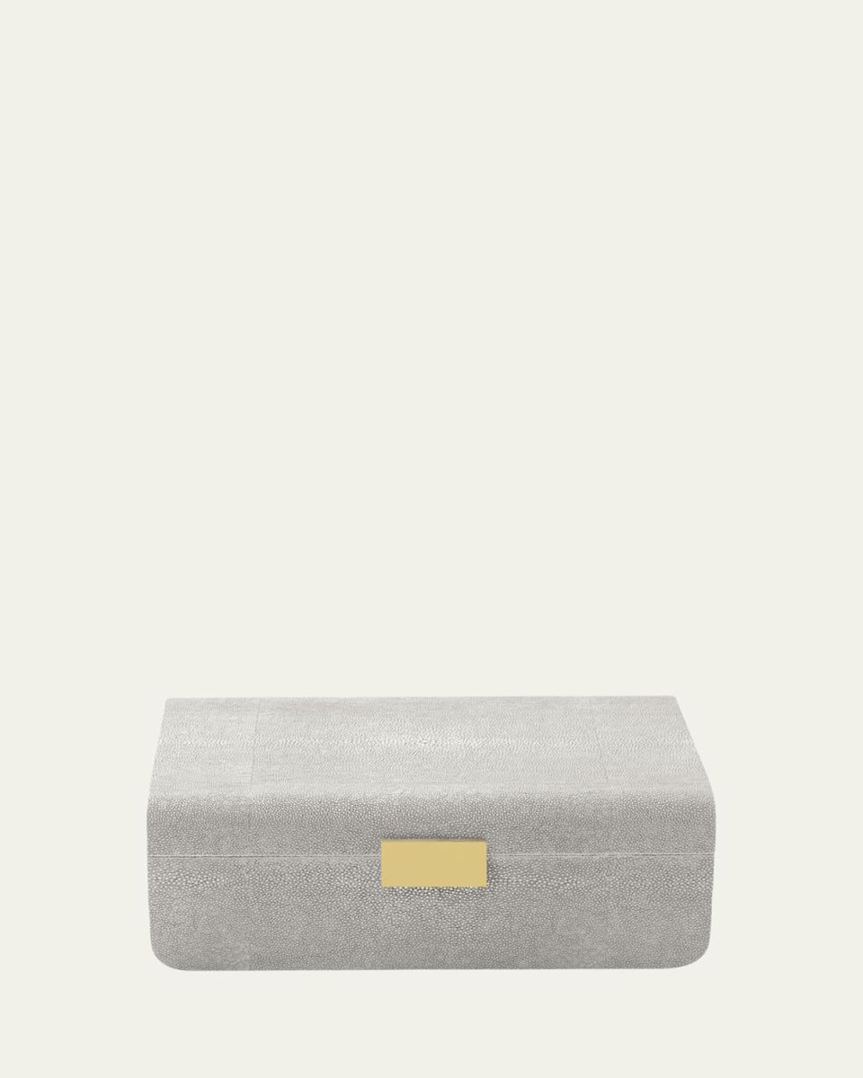Modern Large Embossed Faux Shagreen Jewelry Box